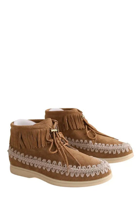 Boots Mou Suede mini boot with fringes Camel en Daim