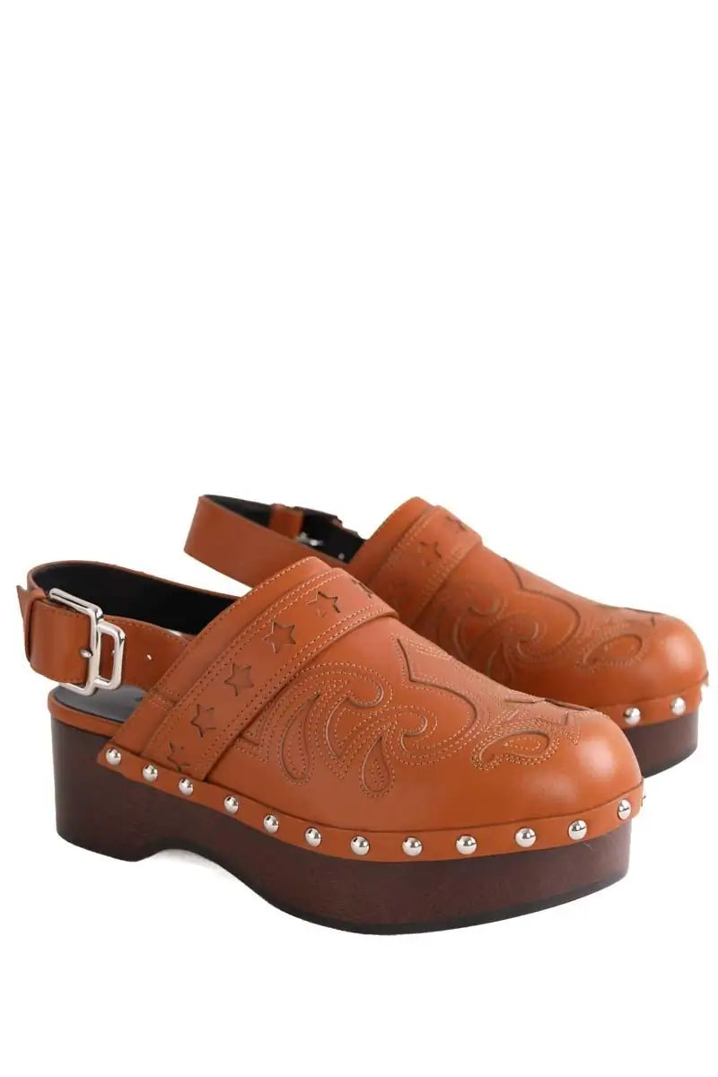Mules Hippie Hermès HIPPIE Camel en Cuir
