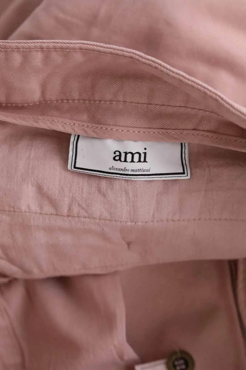Pantalon droit Ami Beige en Coton