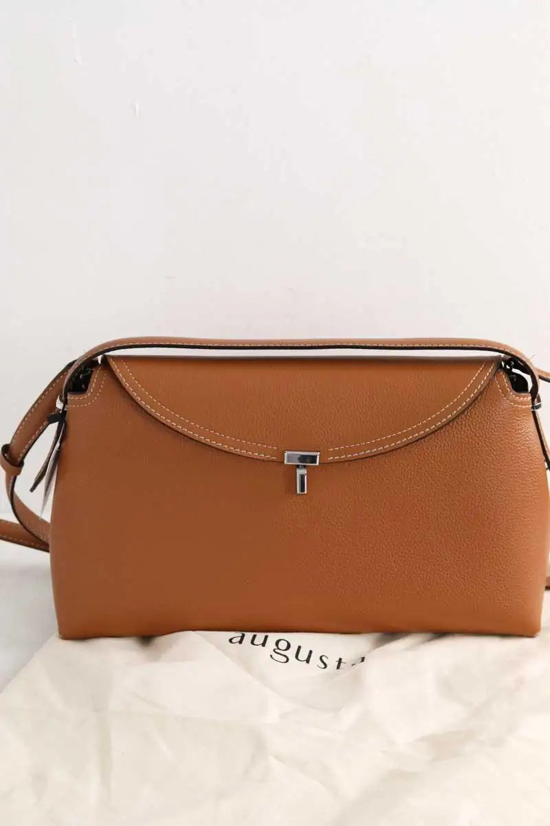 Sac porté épaule Toteme T-Lock Camel en Cuir