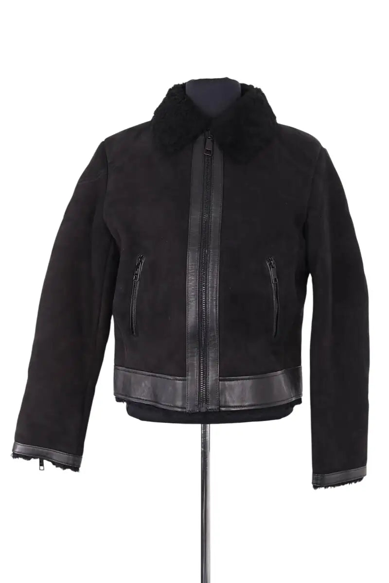 Manteau The Kooples Noir en Daim, taille XS - Seconde Main
