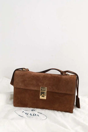 Sac porté épaule Prada Camoscio Meduim Soft Sound Shoulder Bagg Marron en Daim