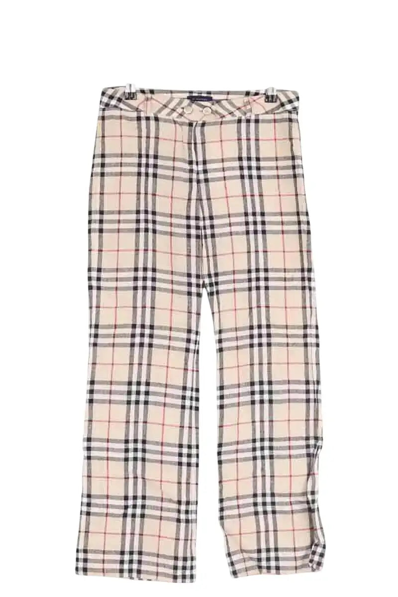 Pantalon slim Burberry Ecru en Lin, taille XS - Seconde Main