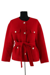 Manteau Maje Rouge en Laine, taille S - Seconde Main