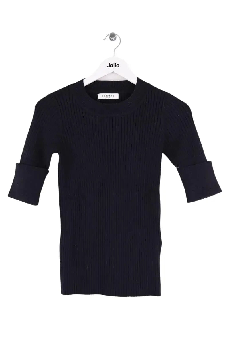Top Sandro Marine en Coton, taille S - Seconde Main