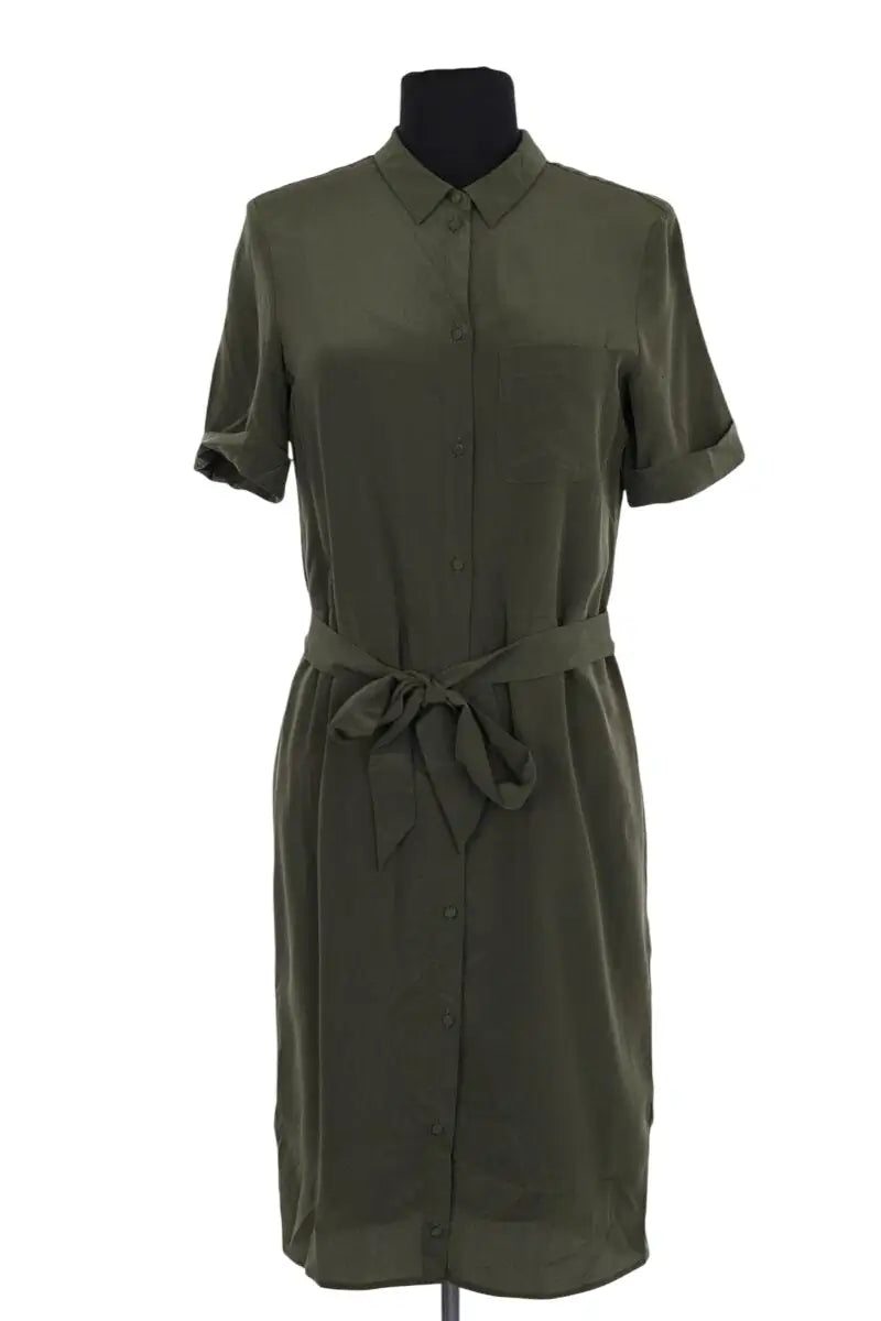 Robe Sézane Kaki en Soie, taille S - Seconde Main