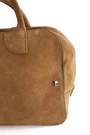 Sac à main Courrèges Three sixty M Camel en Daim