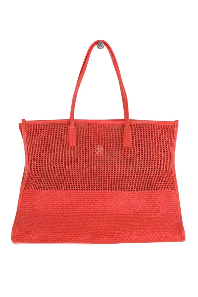 Cabas Tommy Hilfiger Orange en Tissu - Seconde Main