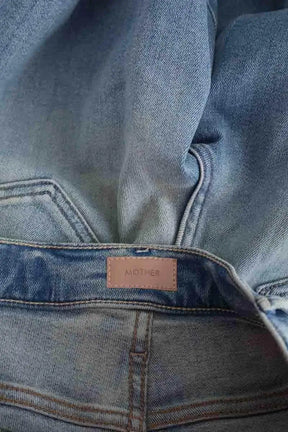 Jean droit Mother The Hustler Ankle Fray Bleu en Coton
