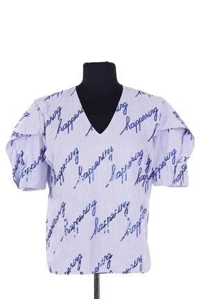 T-shirt Sandro Bleu en Coton, taille XS - Seconde Main