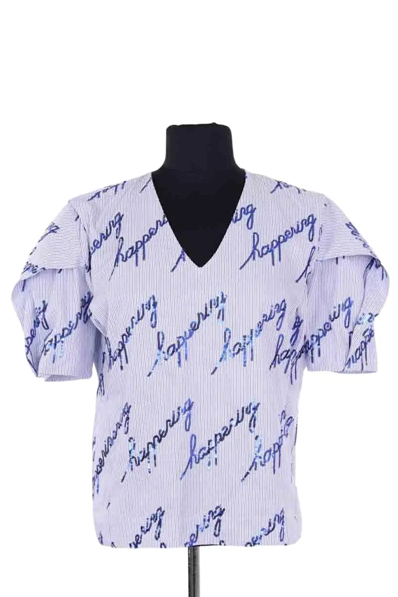 T-shirt Sandro Bleu en Coton, taille XS - Seconde Main