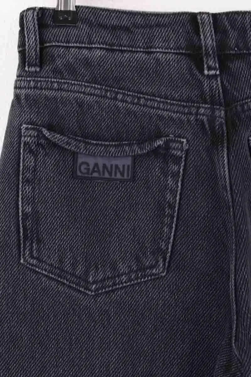 Jean large Ganni Anthracite en Coton