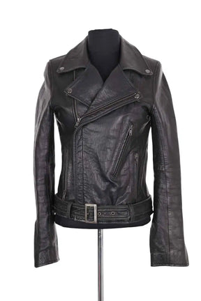 Veste Maje Noir en Cuir, taille S - Seconde Main
