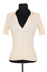 Polo Sandro Beige en Synthétique, taille S - Seconde Main