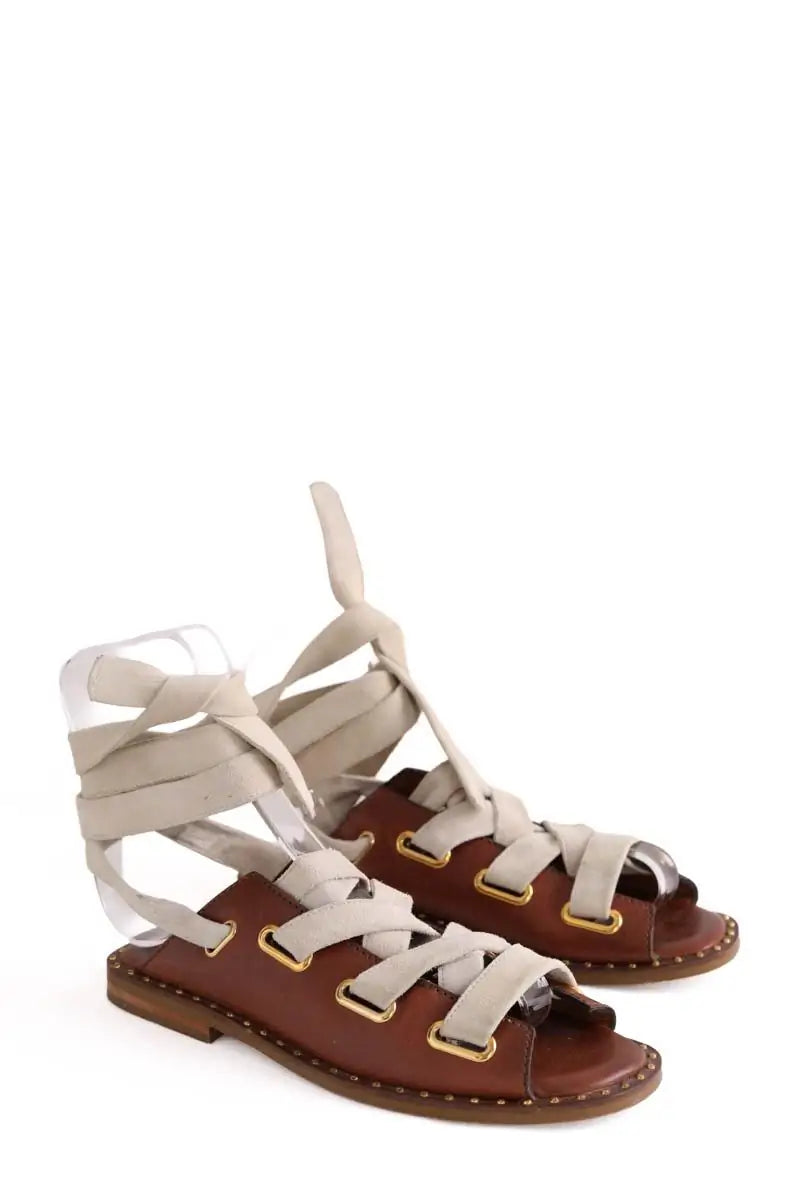 Sandales Maje Marron en Cuir