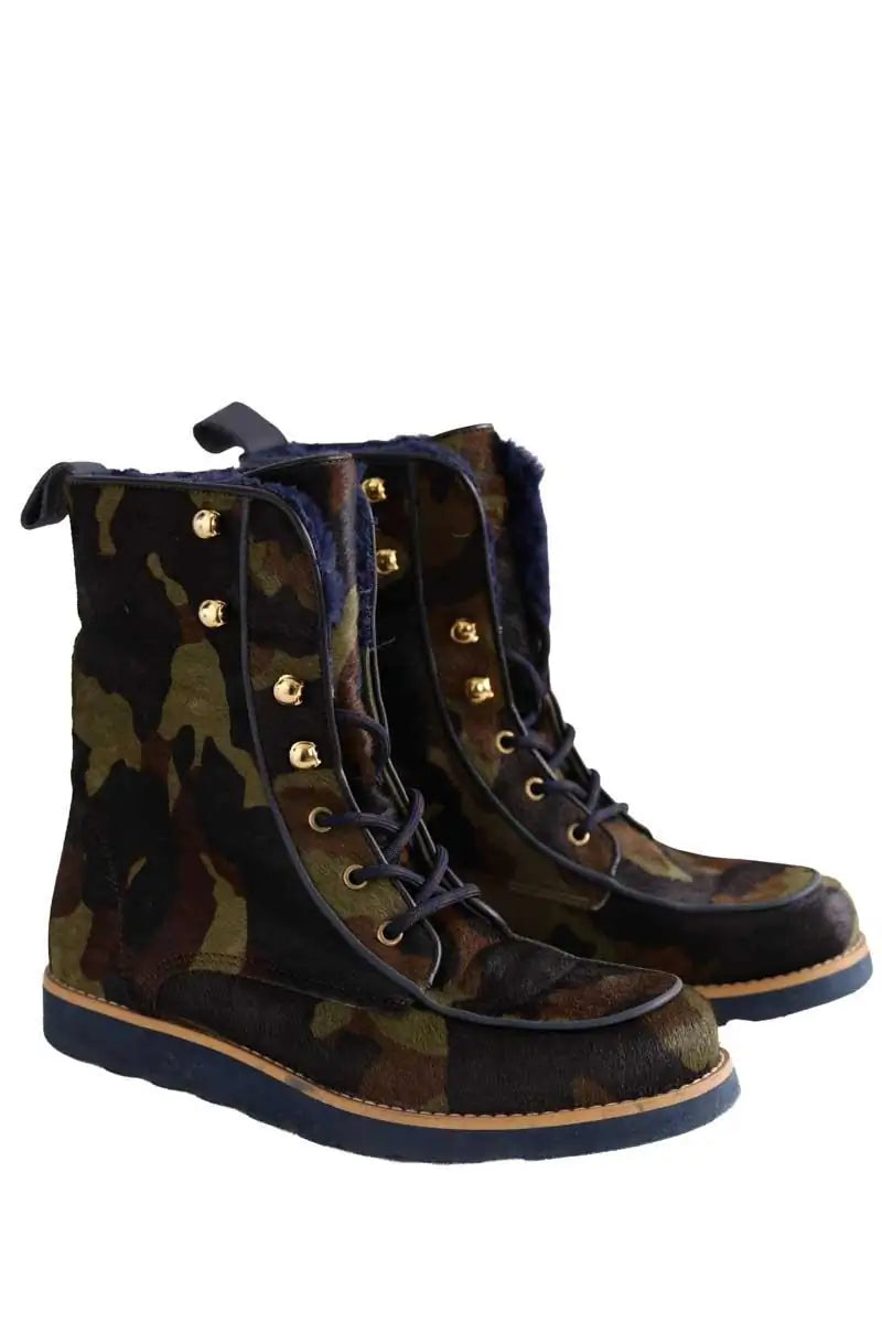 Boots à lacets Heimstone Kaki en Cuir