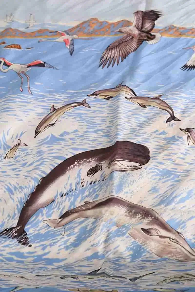 Carré Hermès La vie précieuse de la méditerranée Bleu en Soie