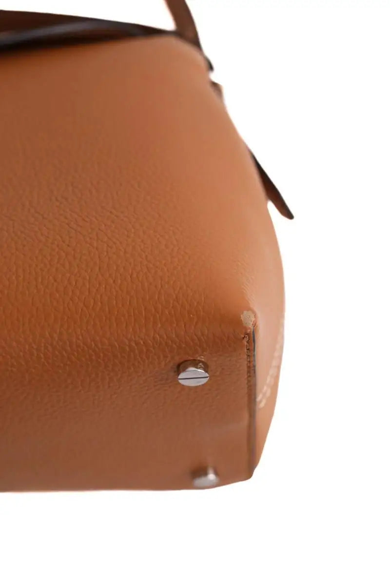 Sac porté épaule Toteme T-Lock Camel en Cuir