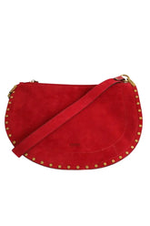 Sac à bandoulière Isabel Marant Oskan soft zip Rouge en Daim - Seconde Main