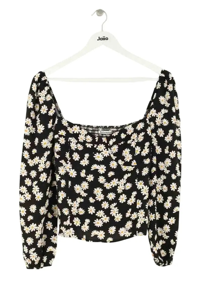 T-shirt Reformation Noir en Viscose, taille S - Seconde Main