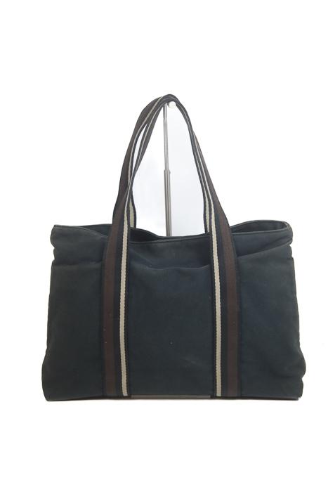 Sac Hermès Acapulco Moyen - Cuir Et Toile Noir - Occasion Très Bon État