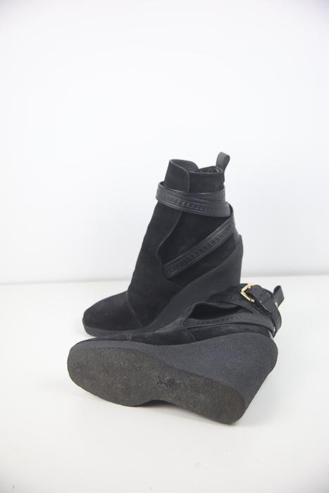 Louis Vuitton Black Suede Crossroads Wedge Heeled Ankle Boots