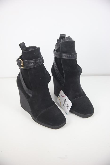 Louis Vuitton Black Suede Crossroads Wedge Heeled Ankle Boots